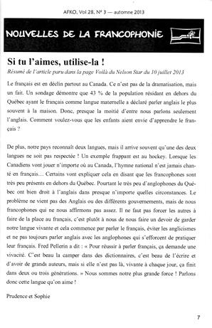   LA VOIX DES KOOTENAYS, 2013   , page 7