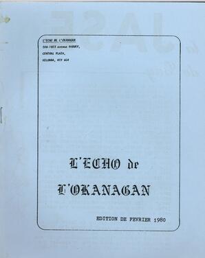   L'ÉCHO DE L'OKANAGAN, 1980   , page 1