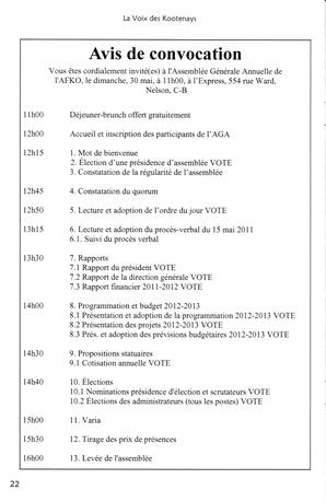   LA VOIX DES KOOTENAYS, 2012   , page 22