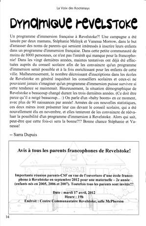   LA VOIX DES KOOTENAYS, 2012   , page 14