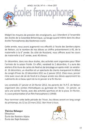   LA VOIX DES KOOTENAYS, 2011   , page 15
