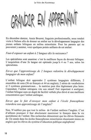   LA VOIX DES KOOTENAYS, 2011   , page 18