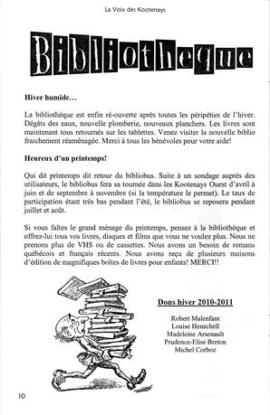   LA VOIX DES KOOTENAYS, 2011   , page 10