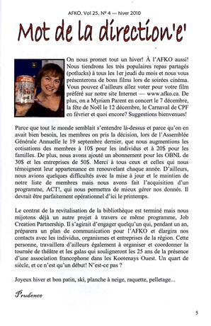   LA VOIX DES KOOTENAYS, 2010   , page 5