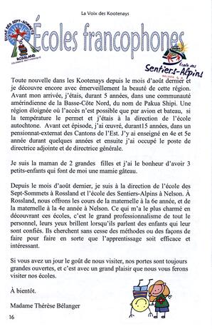   LA VOIX DES KOOTENAYS, 2010   , page 16