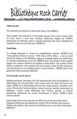   LA VOIX DES KOOTENAYS, 2010   , page 10