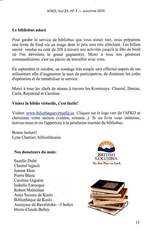   LA VOIX DES KOOTENAYS, 2010   , page 15