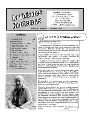   LA VOIX DES KOOTENAYS, 2002   , page 1
