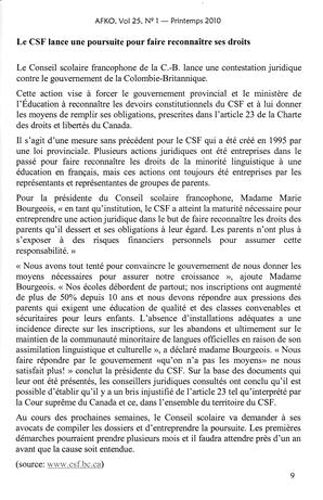   LA VOIX DES KOOTENAYS, 2010   , page 9