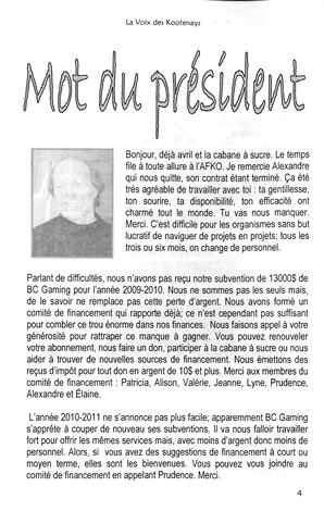   LA VOIX DES KOOTENAYS, 2010   , page 4
