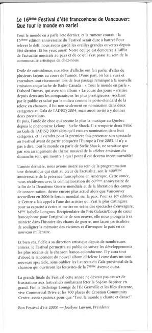   FESTIVAL D'ÉTÉ, 2005   , page 30