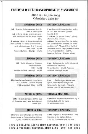   FESTIVAL D'ÉTÉ, 2003   , page 5