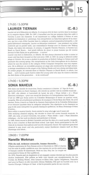   FESTIVAL D'ÉTÉ, 2001   , page 17
