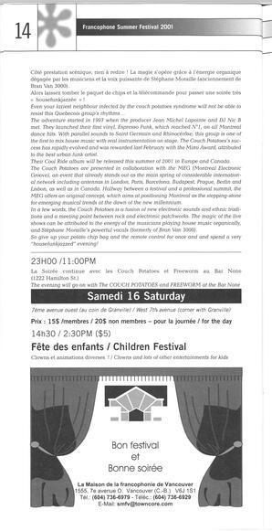   FESTIVAL D'ÉTÉ, 2001   , page 16