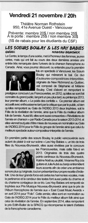   COUP DE COEUR FRANCOPHONE DE VANCOUVER, 2014   , page 7