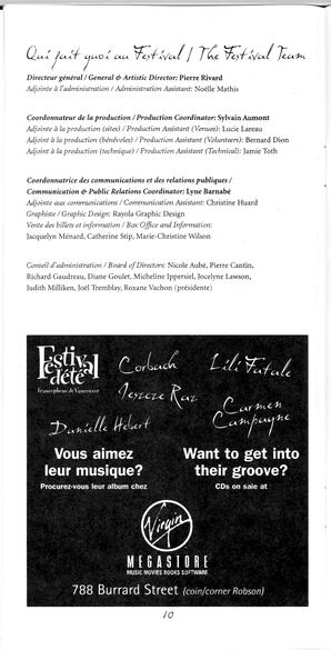   FESTIVAL D'ÉTÉ, 1999   , page 12