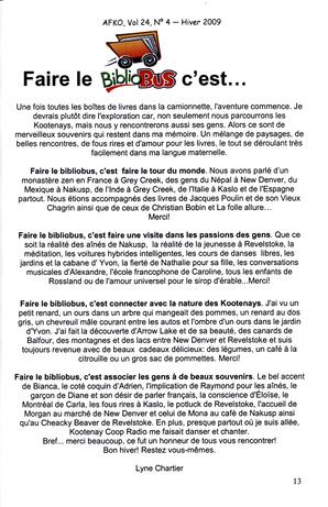   LA VOIX DES KOOTENAYS, 2009   , page 13