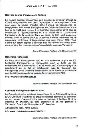   LA VOIX DES KOOTENAYS, 2009   , page 11