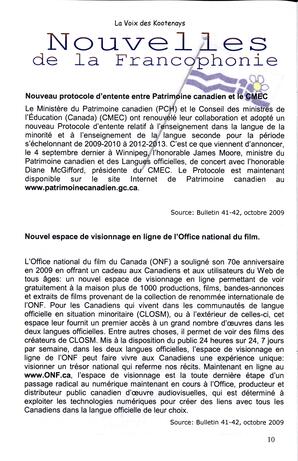   LA VOIX DES KOOTENAYS, 2009   , page 10