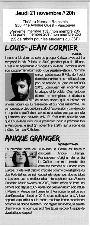   COUP DE COEUR FRANCOPHONE DE VANCOUVER, 2013   , page 8