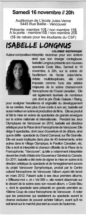   COUP DE COEUR FRANCOPHONE DE VANCOUVER, 2013   , page 7