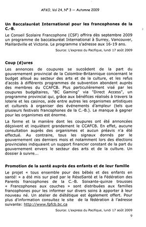   LA VOIX DES KOOTENAYS, 2009   , page 9
