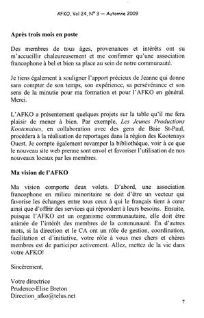   LA VOIX DES KOOTENAYS, 2009   , page 7