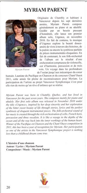   VANCOUVER SYMPHONIQUE, 2011   , page 20