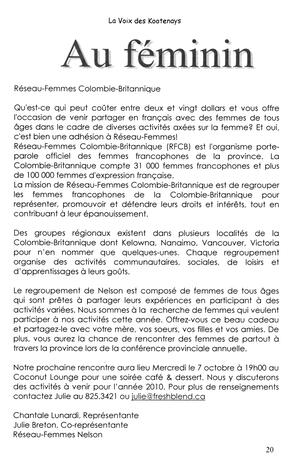   LA VOIX DES KOOTENAYS, 2009   , page 20