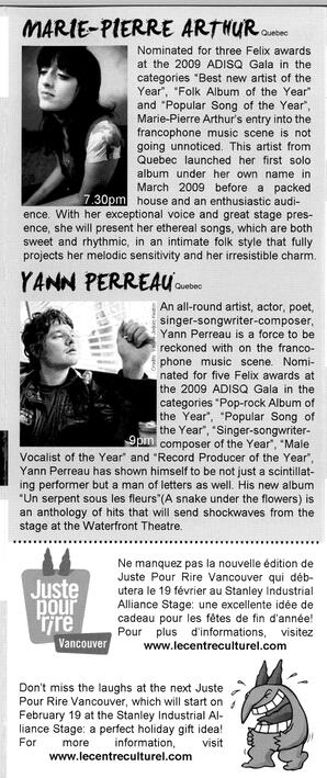   COUP DE COEUR FRANCOPHONE DE VANCOUVER, 2009   , page 5