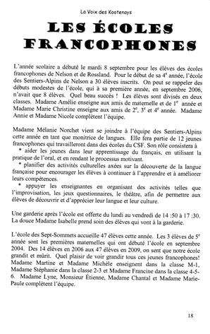   LA VOIX DES KOOTENAYS, 2009   , page 18