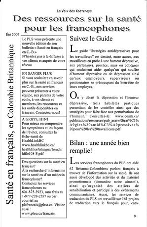   LA VOIX DES KOOTENAYS, 2009   , page 8