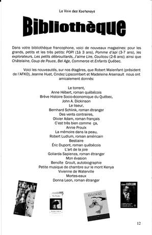   LA VOIX DES KOOTENAYS, 2009   , page 12