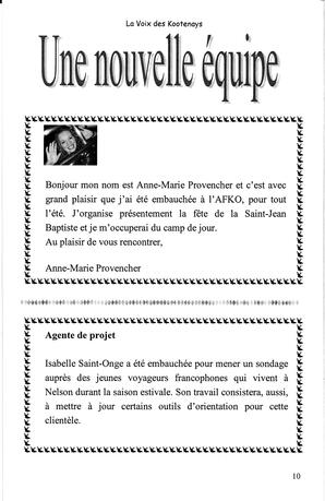   LA VOIX DES KOOTENAYS, 2009   , page 10