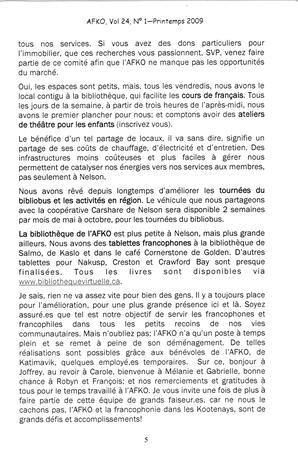   LA VOIX DES KOOTENAYS, 2009   , page 5