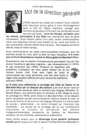   LA VOIX DES KOOTENAYS, 2009   , page 4