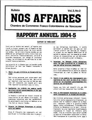   NOS AFFAIRES, 1984-1985   , page 1