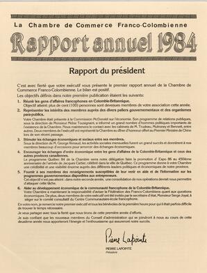   LA CHAMBRE DE COMMERCE, 1984   , page 1