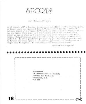   LA GRENOUILLÈRE EN BALLADE, 1987   , page 18
