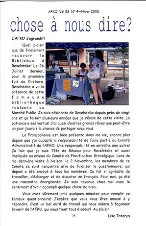   LA VOIX DES KOOTENAYS, 2008   , page 25