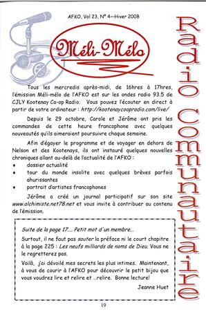   LA VOIX DES KOOTENAYS, 2008   , page 19