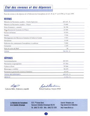   RAPPORT ANNUEL - FFCB, 1998-1999   , page 12