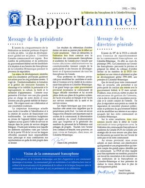   RAPPORT ANNUEL - FFCB, 1995-96   , page 1