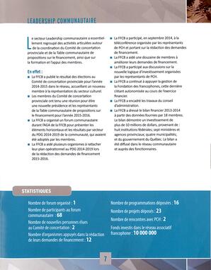   RAPPORT ANNUEL - FFCB, 2014-2015   , page 9