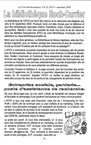   LA VOIX DES KOOTENAYS, 2008   , page 20
