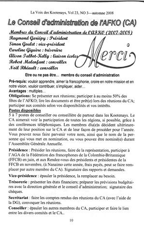   LA VOIX DES KOOTENAYS, 2008   , page 10