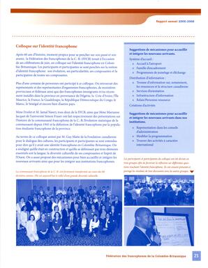   RAPPORT ANNUEL - FFCB, 2005-2006   , page 21