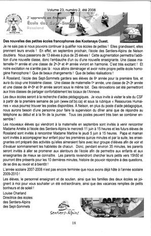   LA VOIX DES KOOTENAYS, 2008   , page 18