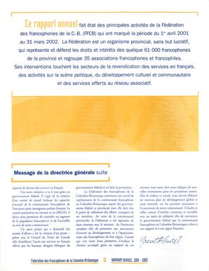   RAPPORT ANNUEL - FFCB, 2001-2002   , page 2
