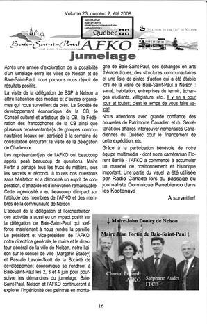   LA VOIX DES KOOTENAYS, 2008   , page 16